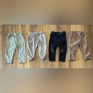 4 Pairs Zara Joggers & Black Jeans Kids Bottoms Corduroy Green Pants